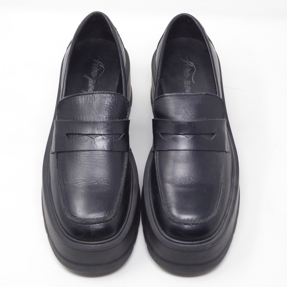 Free People Nico Womens Loafers Black Platform Chunky Wedge Leather Penny 36 - Picture 3 of 9